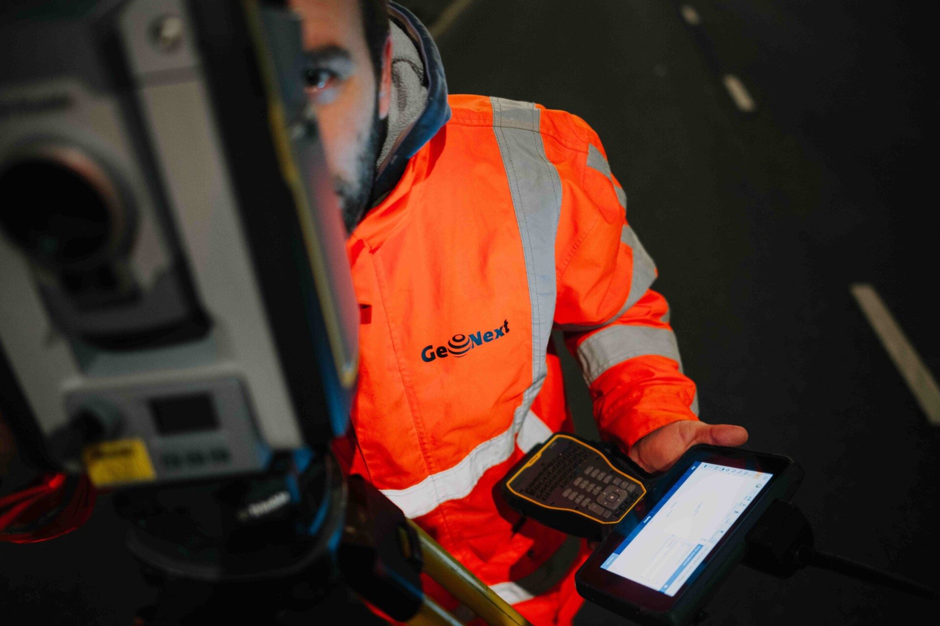 Landmeter aan het werk