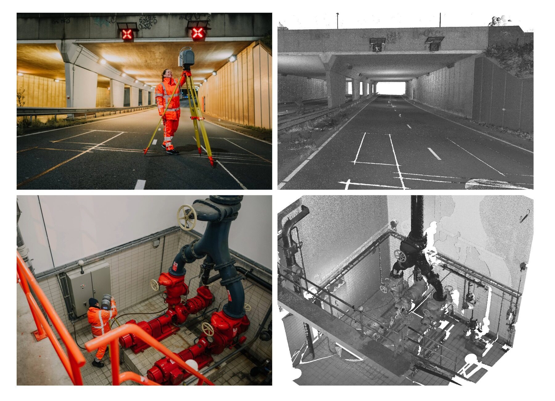 TTI puntenwolk en foto van technische ruimte & tunnelbuis